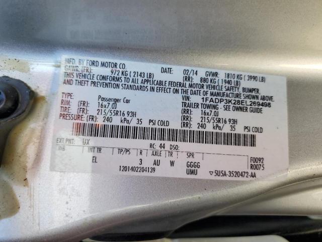 Photo 10 from auction – 2014 FORD FOCUS SE with VIN 1FADP3K28EL269498