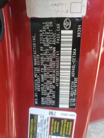 Photo 10 from auction – 2010 TOYOTA CAMRY BASE with VIN 4T1BF3EK7AU502741
