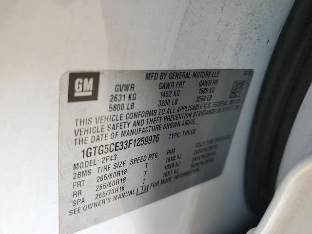 Photo 10 from auction – 2015 GMC CANYON SLT with VIN 1GTG5CE33F1259976