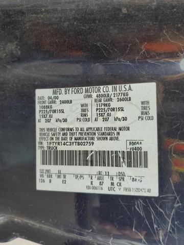 Photo 10 from auction – 2000 FORD RANGER SUP with VIN 1FTYR14C3YTB02759