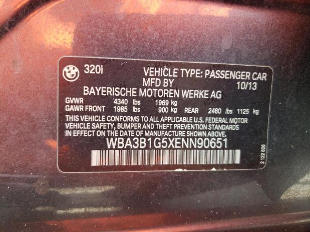 Photo 10 from auction – 2014 BMW 320 I with VIN WBA3B1G5XENN90651