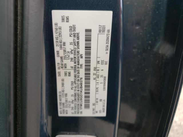 Photo 10 from auction – 2019 FORD ESCAPE SE with VIN 1FMCU9GD1KUB49376