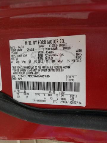Photo 10 from auction – 2012 FORD EXPLORER with VIN 1FMEU7DE3AUA67450