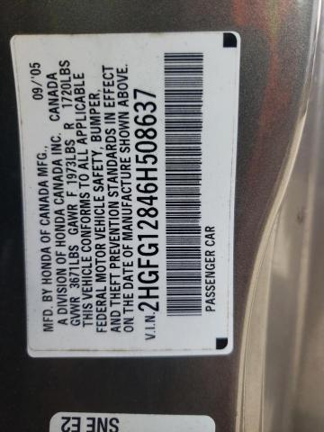 Photo 10 from auction – 2008 HONDA CIVIC with VIN 2HGFG12846H508637