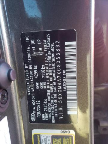 Photo 10 from auction – 2012 KIA OPTIMA LX with VIN 5XXGM4A7XCG053832