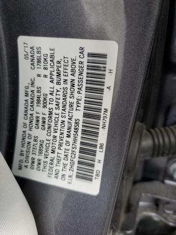 Photo 10 from auction – 2017 HONDA CIVIC LX with VIN 2HGFC2F57HH548585