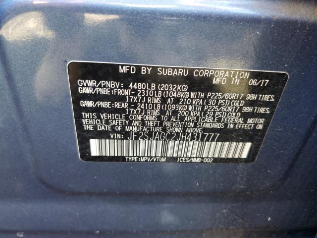 Photo 10 from auction – 2018 SUBARU FORESTER 2 with VIN JF2SJAGC2JH431777