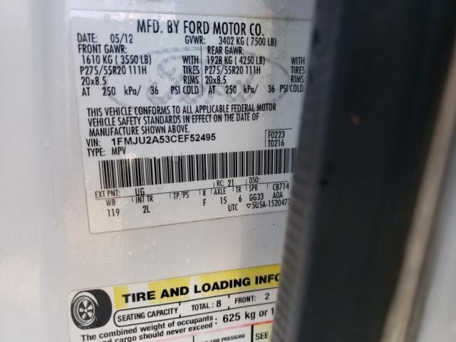 Photo 10 from auction – 2012 FORD EXPEDITION with VIN 1FMJU2A53CEF52495