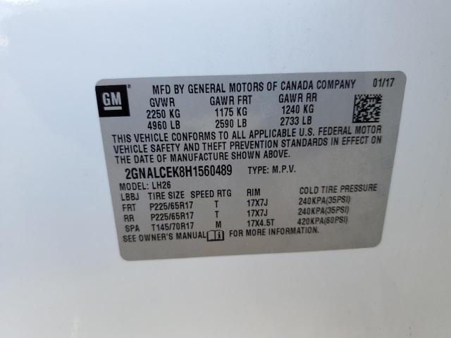 Photo 10 from auction – 2017 CHEVROLET EQUINOX LT with VIN 2GNALCEK8H1560489