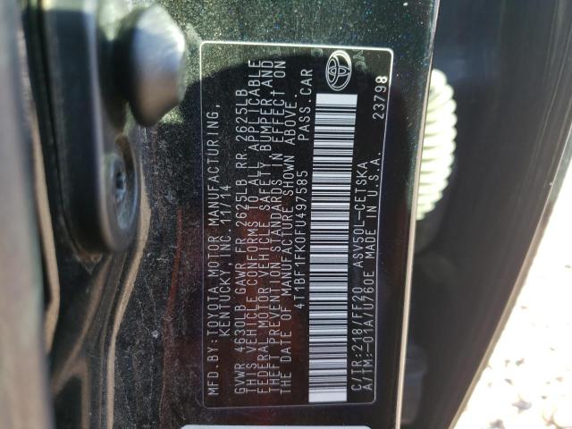 Photo 10 from auction – 2015 TOYOTA CAMRY LE with VIN 4T1BF1FK0FU497585