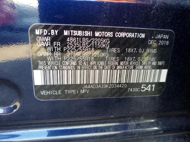 Photo 10 from auction – 2019 MITSUBISHI OUTLANDER with VIN JA4AD3A39KZ034420