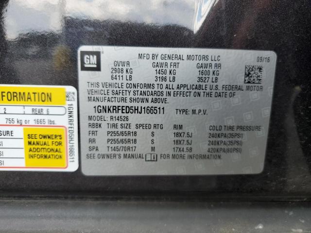 Photo 10 from auction – 2017 CHEVROLET TRAVERSE L with VIN 1GNKRFED5HJ166511