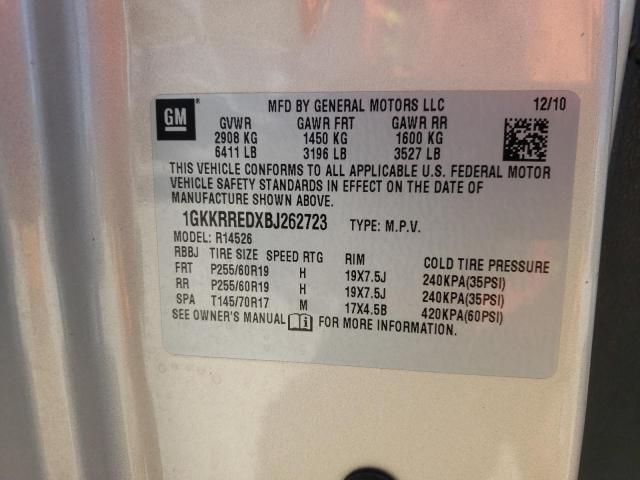 Photo 10 from auction – 2011 GMC ACADIA SLT with VIN 1GKKRREDXBJ262723