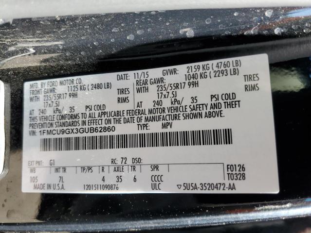 Photo 10 from auction – 2016 FORD ESCAPE SE with VIN 1FMCU9GX3GUB62860
