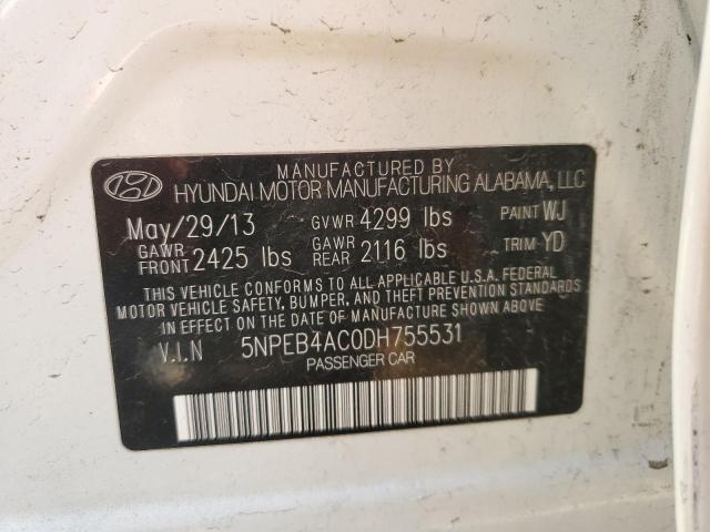 Photo 10 from auction – 2013 HYUNDAI SONATA GLS with VIN 5NPEB4AC0DH755531