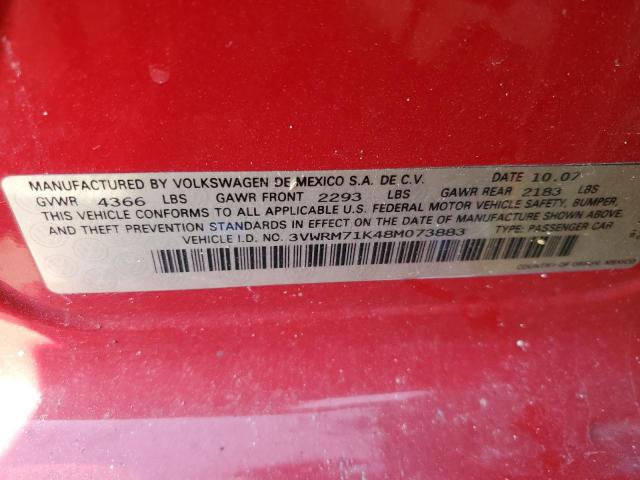 Photo 10 from auction – 2008 VOLKSWAGEN JETTA SE with VIN 3VWRM71K48M073883