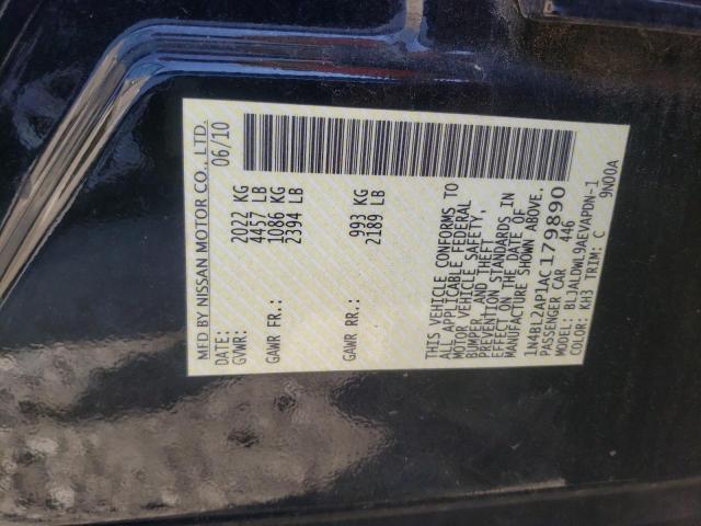 Photo 10 from auction – 2010 NISSAN ALTIMA SR with VIN 1N4BL2AP1AC179890