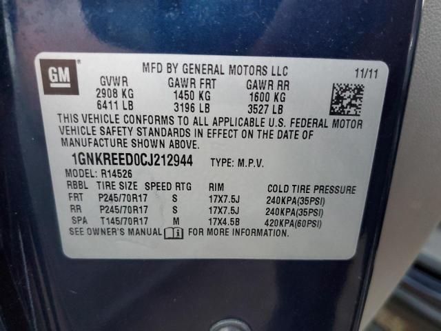 Photo 10 from auction – 2012 CHEVROLET TRAVERSE L with VIN 1GNKREED0CJ212944