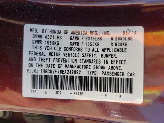 Photo 10 from auction – 2014 HONDA ACCORD with VIN 1HGCR2F78EA249992