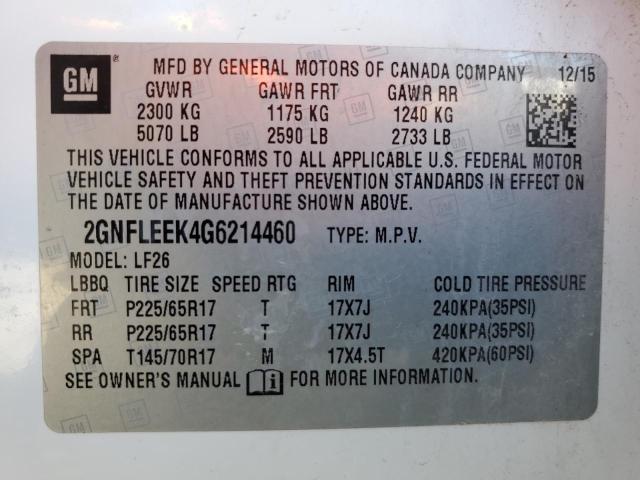 Photo 10 from auction – 2016 CHEVROLET EQUINOX LS with VIN 2GNFLEEK4G6214460