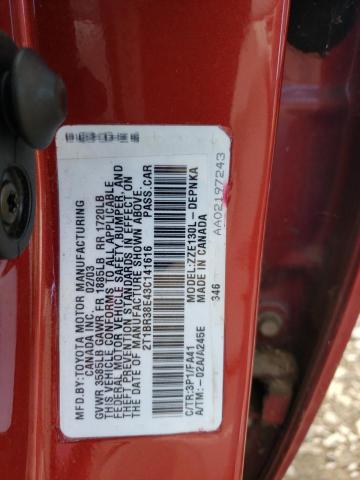 Photo 10 from auction – 2003 TOYOTA COROLLA CE with VIN 2T1BR38E43C141616