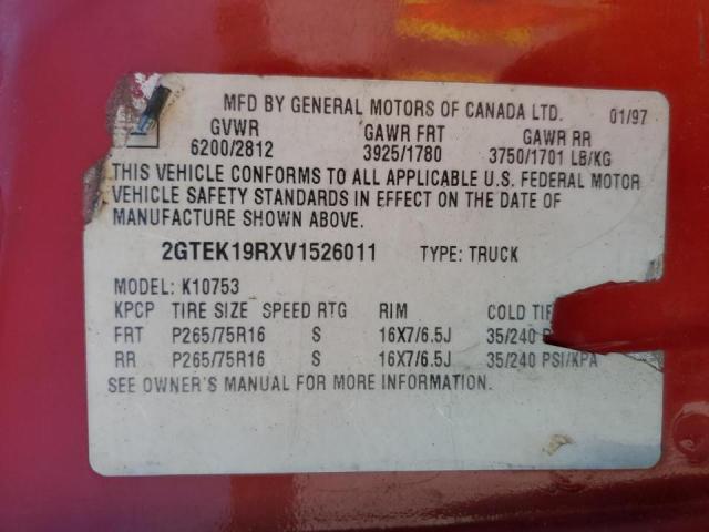 Photo 10 from auction – 1997 GMC SIERRA K15 with VIN 2GTEK19RXV1526011