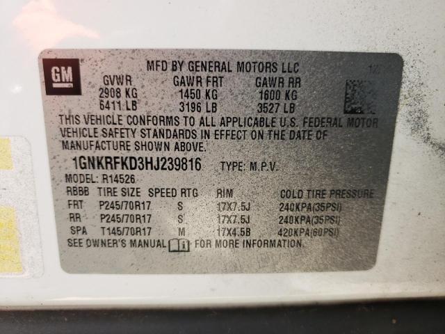 Photo 10 from auction – 2017 CHEVROLET TRAVERSE L with VIN 1GNKRFKD3HJ239816