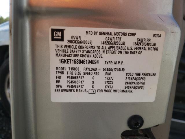 Photo 10 from auction – 2004 GMC ENVOY XL with VIN 1GKET16S046194094