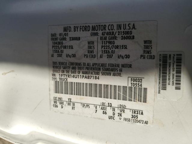 Photo 10 from auction – 2001 FORD RANGER SUP with VIN 1FTYR14U11PA87184