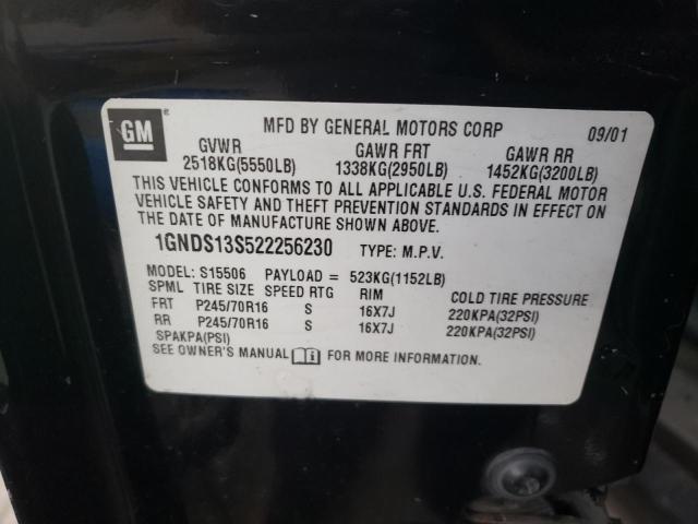 Photo 10 from auction – 2002 CHEVROLET TRAILBLAZE with VIN 1GNDS13S522256230