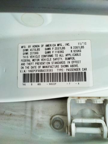 Photo 10 from auction – 2011 HONDA ACCORD EXL with VIN 1HGCP3F86BA009565