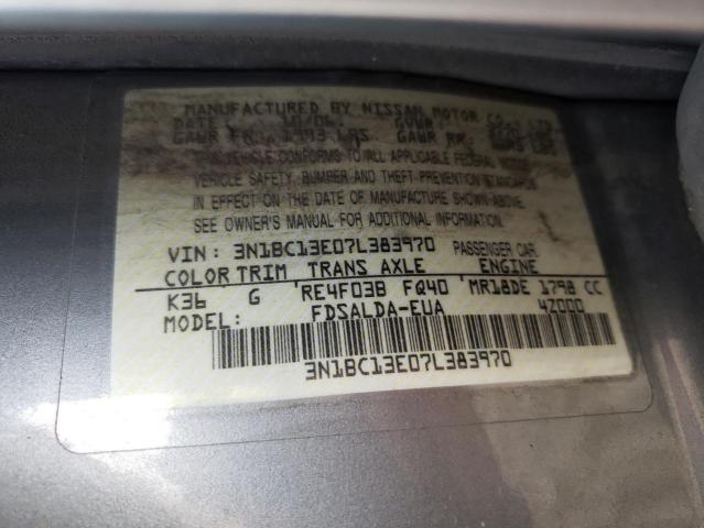 Photo 10 from auction – 2007 NISSAN VERSA S with VIN 3N1BC13E07L383970