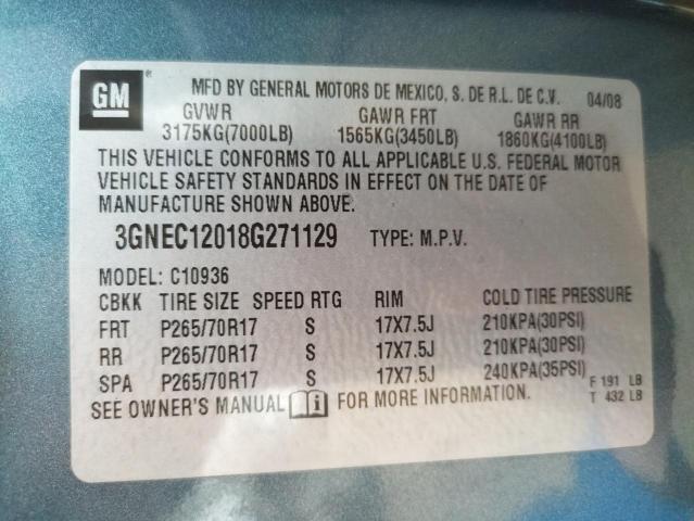 Photo 10 from auction – 2008 CHEVROLET AVALANCE with VIN 3GNEC12018G271129