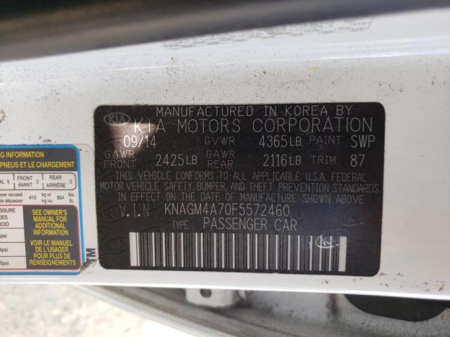 Photo 10 from auction – 2015 KIA OPTIMA LX with VIN KNAGM4A70F5572460
