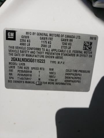 Photo 10 from auction – 2016 GMC TERRAIN 4D with VIN 2GKALNEK5G6116223