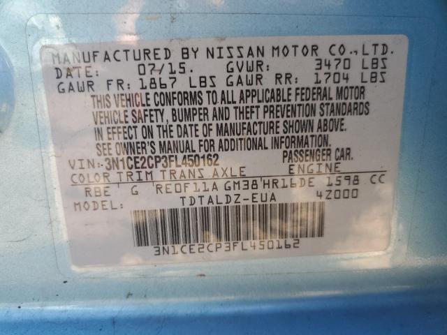 Photo 10 from auction – 2015 NISSAN VERSA NOTE with VIN 3N1CE2CP3FL450162