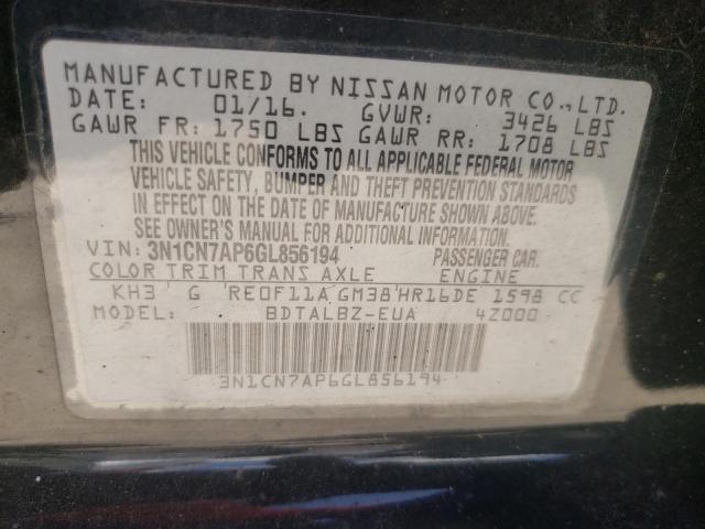 Photo 10 from auction – 2016 NISSAN VERSA S with VIN 3N1CN7AP6GL856194