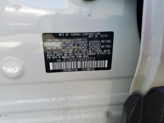 Photo 10 from auction – 2019 SUBARU FORESTER L with VIN JF2SKAUC4KH581019