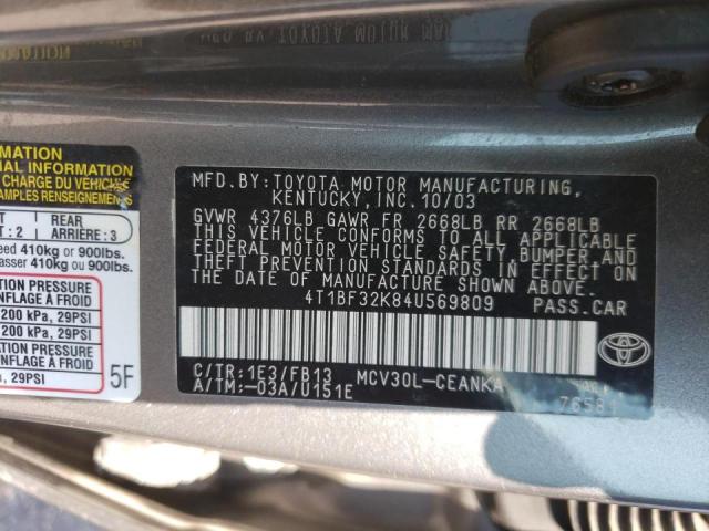 Photo 10 from auction – 2004 TOYOTA CAMRY LE with VIN 4T1BF32K84U569809