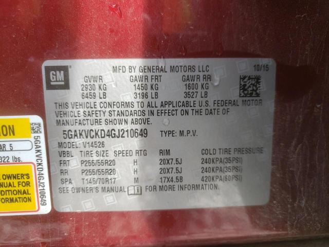 Photo 10 from auction – 2016 BUICK ENCLAVE with VIN 5GAKVCKD4GJ210649