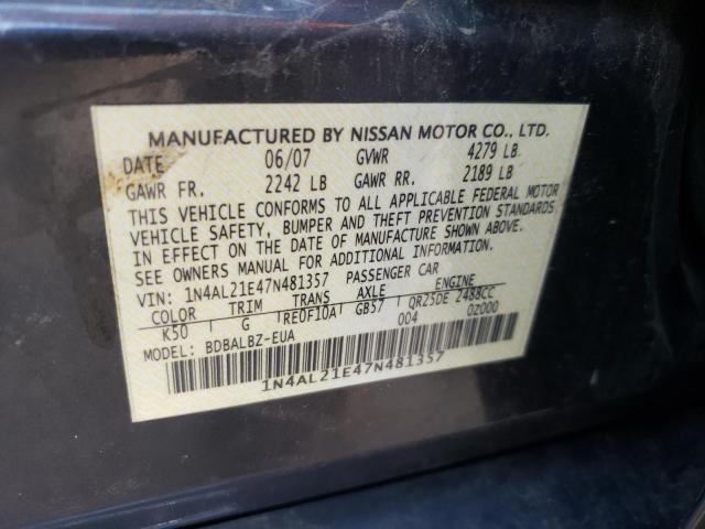 Photo 10 from auction – 2007 NISSAN ALTIMA 2.5 with VIN 1N4AL21E47N481357