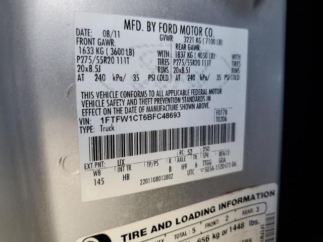 Zdjęcie 10 z aukcji – 2011 FORD F150 SUPER z VIN 1FTFW1CT6BFC48693