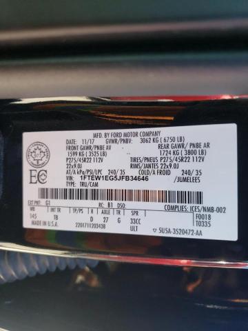 Photo 10 from auction – 2018 FORD F150 SUPER with VIN 1FTEW1EG5JFB34646