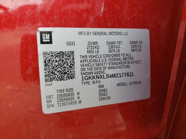 Photo 10 from auction – 2021 GMC ACADIA DEN with VIN 1GKKNXLS4MZ177611