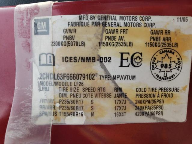 Photo 10 from auction – 2006 CHEVROLET EQUINOX LT with VIN 2CNDL63F666079102