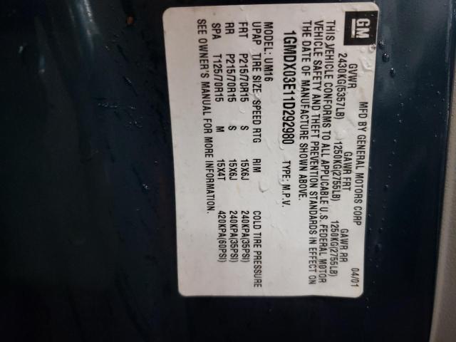 Photo 10 from auction – 2001 PONTIAC MONTANA with VIN 1GMDX03E11D292980