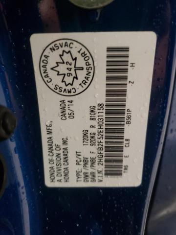 Photo 10 from auction – 2014 HONDA CIVIC LX with VIN 2HGFB2F52EH031158