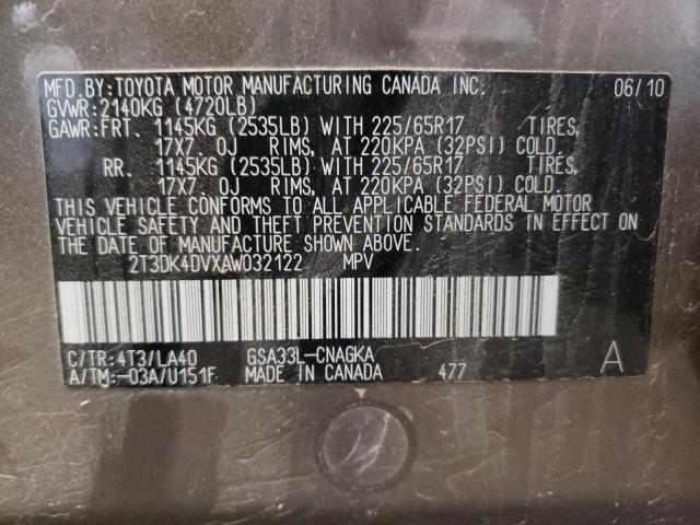 Photo 10 from auction – 2010 TOYOTA RAV4 LIMIT with VIN 2T3DK4DVXAW032122