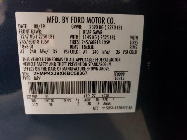 Photo 10 from auction – 2019 FORD EDGE SEL with VIN 2FMPK3J9XKBC58367