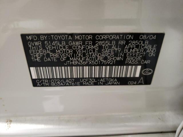 Photo 10 from auction – 2005 LEXUS LS 430 with VIN JTHBN36FX50175921